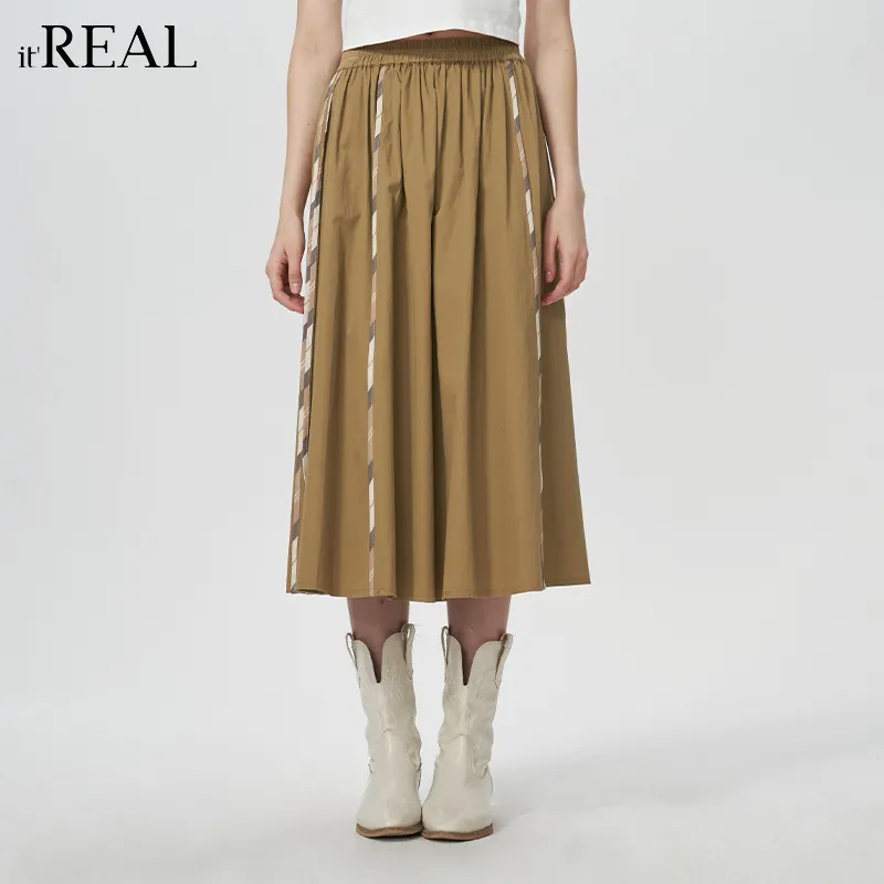 IT'REAL Elegant Women's Dresses SS25 Casual Long Skirt Women's Khaki-2