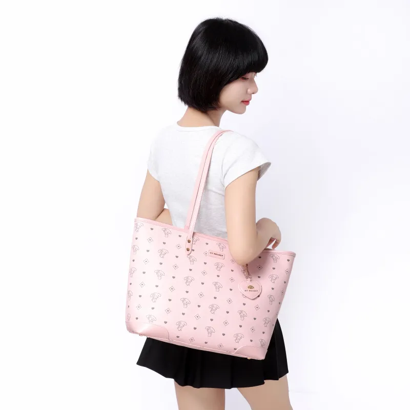 Sanrio Synthetic Leather Tote Bag, Shopping Bag, Shoulder Bag Regular Women's Pink-6