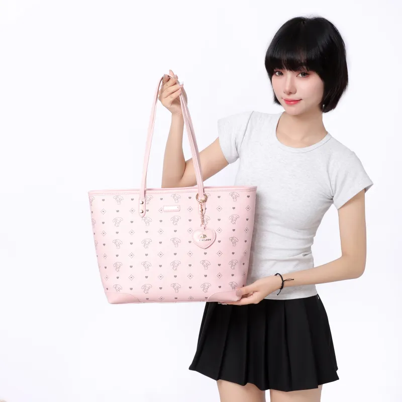 Sanrio Synthetic Leather Tote Bag, Shopping Bag, Shoulder Bag Regular Women's Pink-5