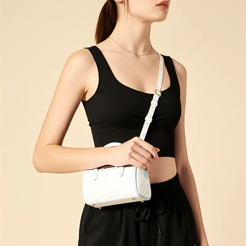 MESUCA Synthetic Leather Boston Bag, Shoulder Bag, Crossbody Bag, Handbag Women's Cinnamoroll Blue White-4
