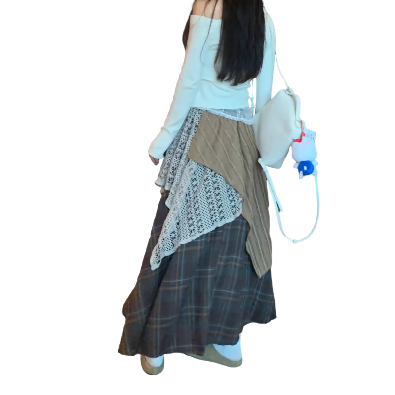 Vine Color Casual Long Skirt Women's-19