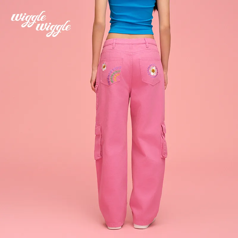 Wiggle Wiggle Loose Fit Pocket Straight Fit Jeans Women's-2