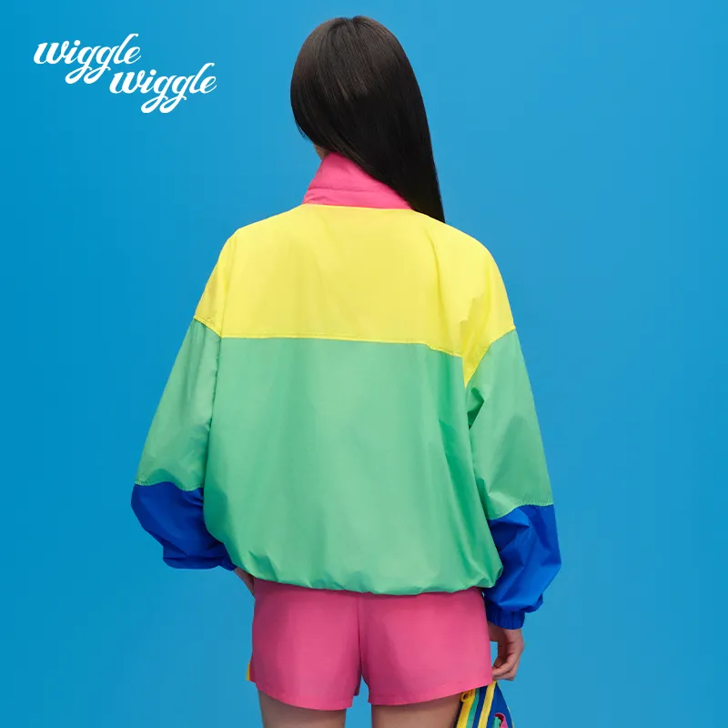 Wiggle Wiggle Zip Closure Color Block Loose Fit Individual Shirt Women's-1