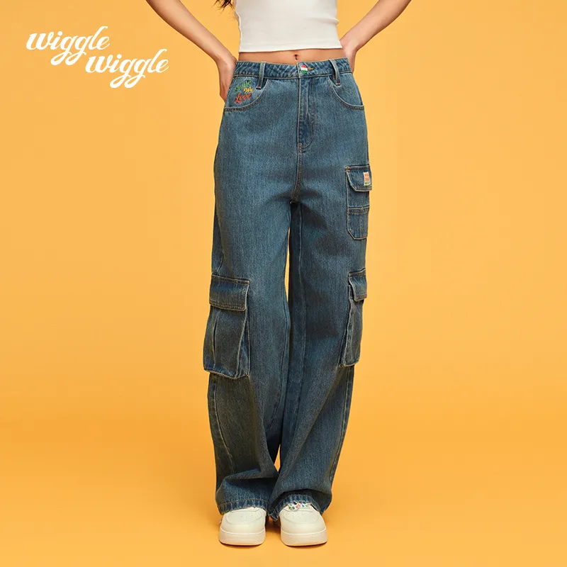 Wiggle Wiggle Loose Fit Pocket Straight Fit Jeans Women's-4