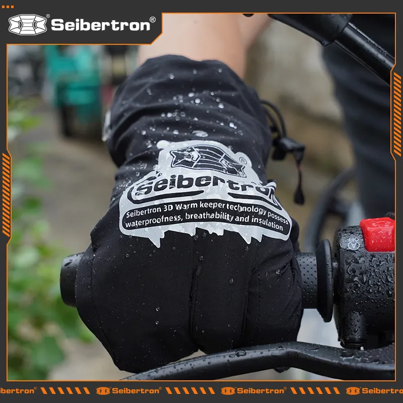 Seibertron Cycling Gear Raincoat Gloves All-Season Unisex Black-1