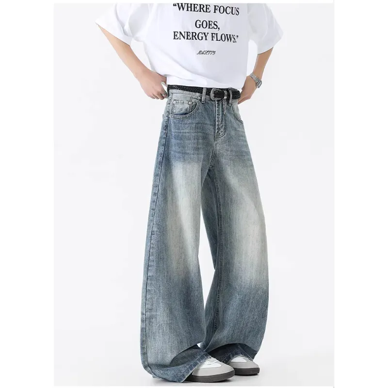 WELTER EXPERIMENT Fashion Versatile Jeans Unisex Blue Shades Single Item-7