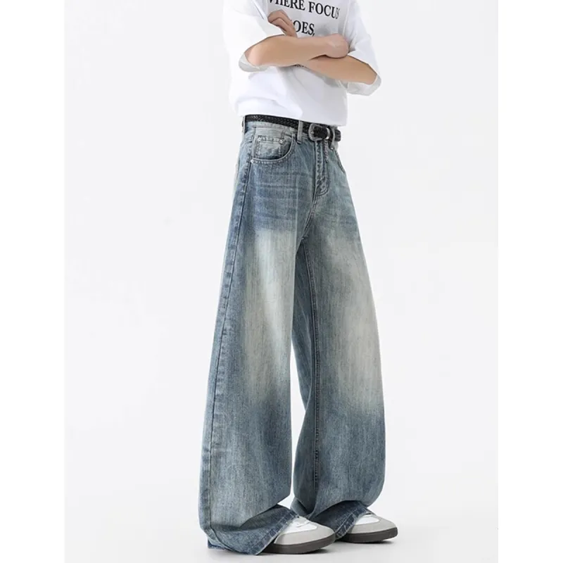WELTER EXPERIMENT Fashion Versatile Jeans Unisex Blue Shades Single Item-5