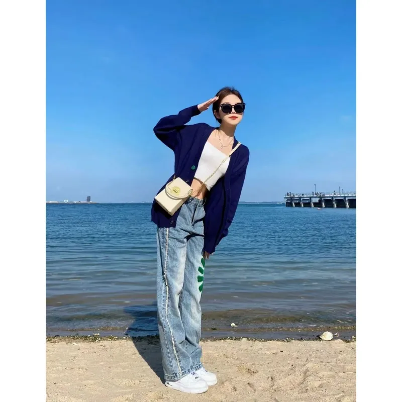 OG96 LAB Jeans Unisex Blue Surrounding Letter Embroidery-5