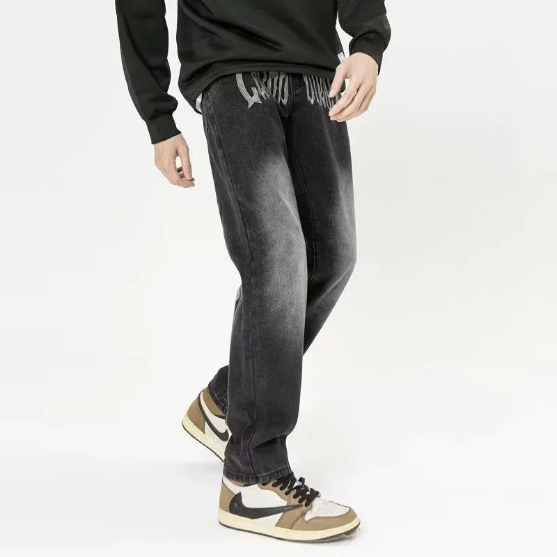 OG96 LAB Jeans Unisex Embroidery Black Gray 💞-2
