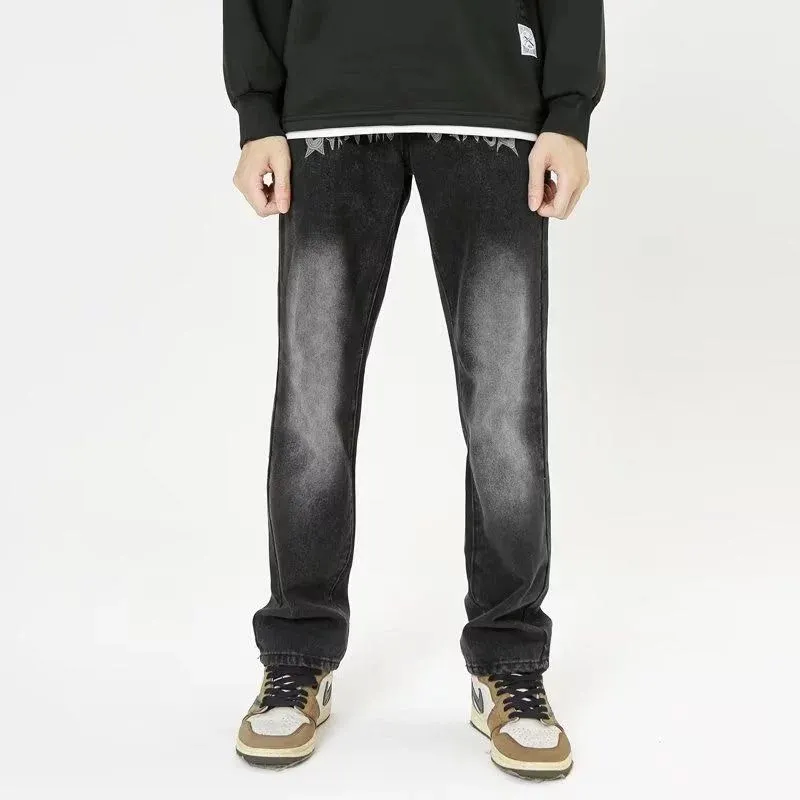 OG96 LAB Jeans Unisex Embroidery Black Gray 💞-4