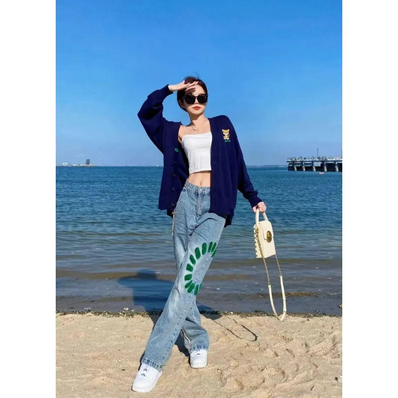 OG96 LAB Jeans Unisex Blue Surrounding Letter Embroidery-2