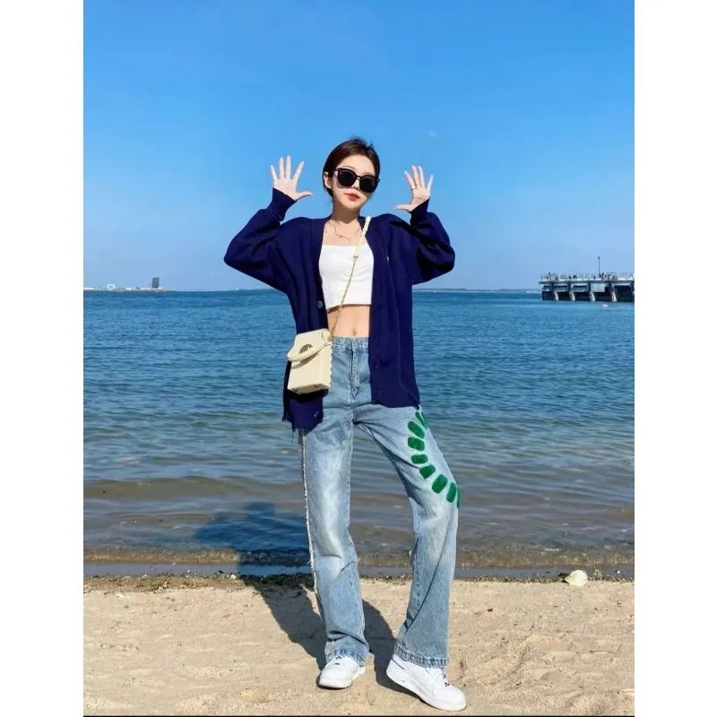 OG96 LAB Jeans Unisex Blue Surrounding Letter Embroidery-3