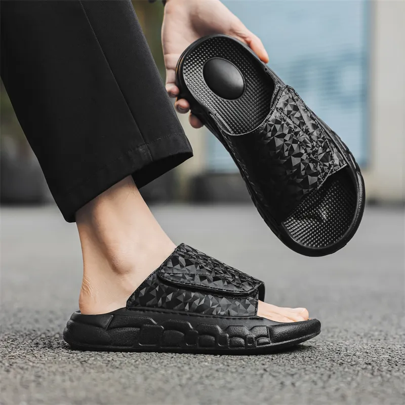 Budding Bear EVA Slip Resistant Abrasion Resistant Slide Slippers Men's Black-4