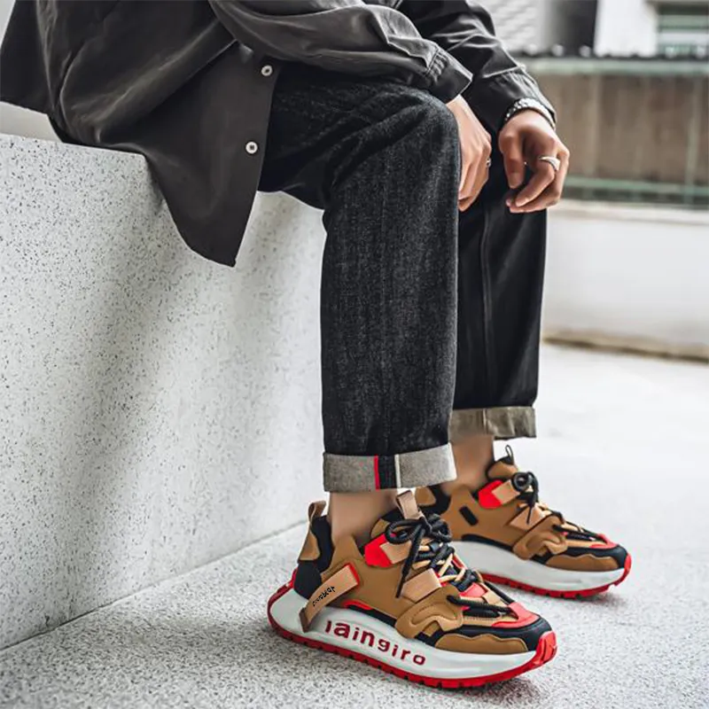 Budding Bear Slip Resistant, Abrasion Resistant, Lightweight, Height Increasing Low Top Chunky Sneakers Men's Box-6