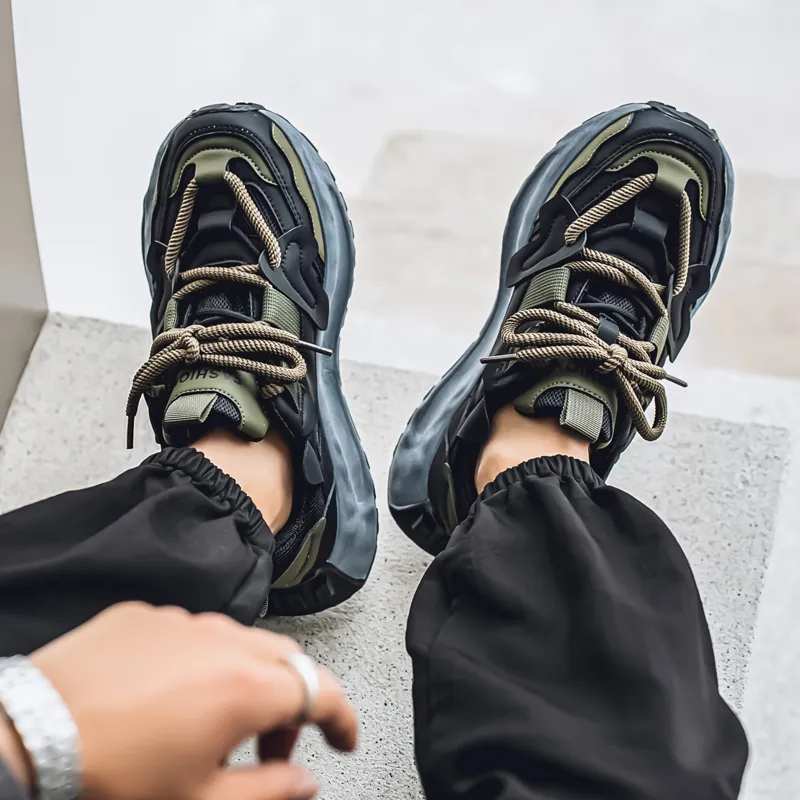 Budding Bear Slip Resistant, Abrasion Resistant, Lightweight, Height Increasing Low Top Chunky Sneakers Men's Box-11