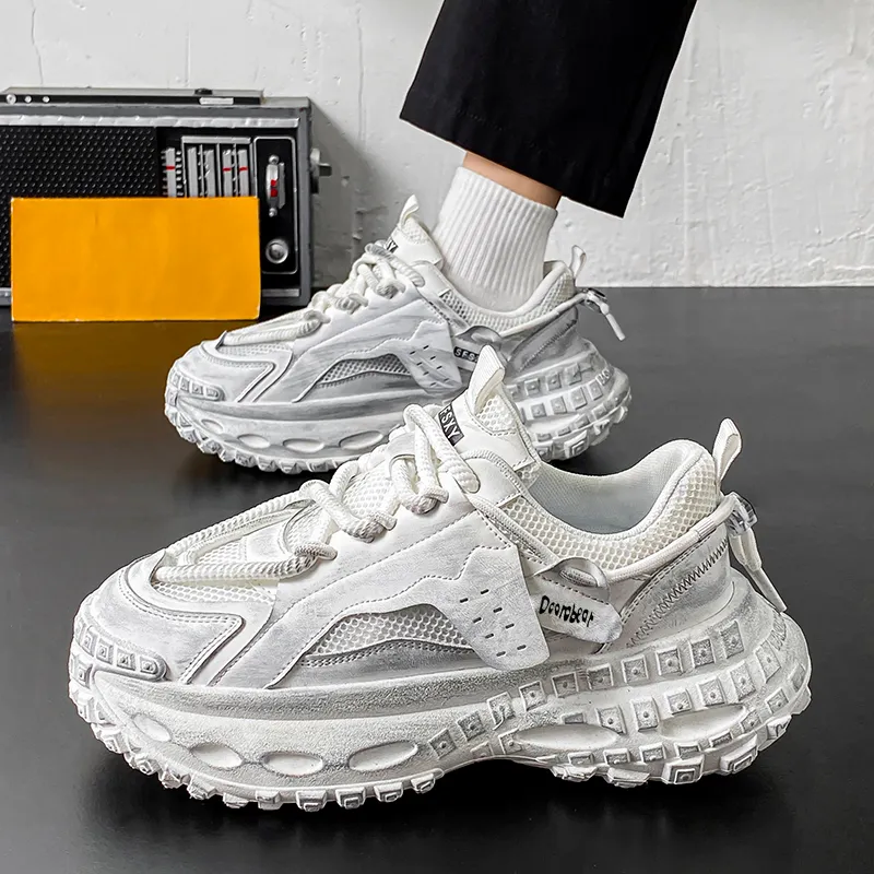 Budding Bear Anti Slip Wear Resistant Breathable Height Increasing Low Top Chunky Sneakers Men's-32