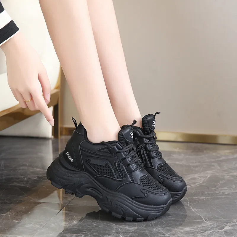 Budding Bear Anti Slip Wear Resistant Breathable Lightweight Height Increasing Low Top Chunky Sneakers Women's-10