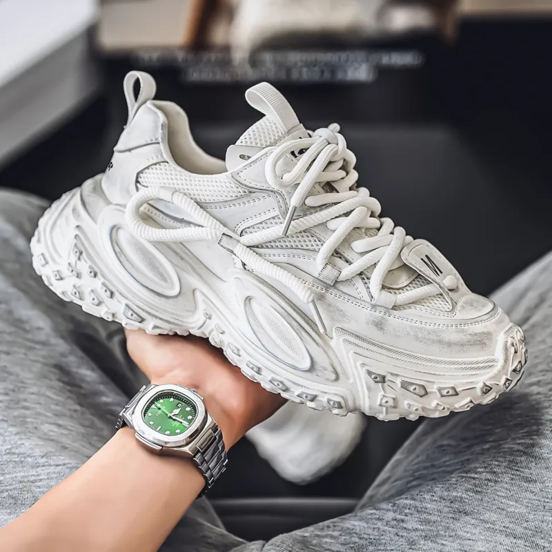 Budding Bear Slip Resistant, Abrasion Resistant, Breathable, Height Increasing Low Top Chunky Sneakers Men's-4