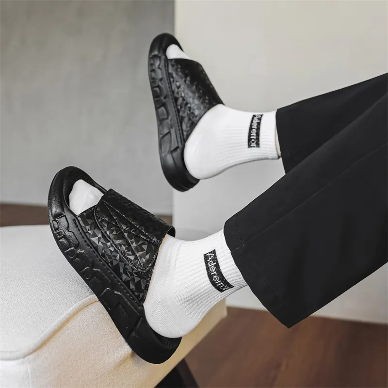 Budding Bear EVA Slip Resistant Abrasion Resistant Slide Slippers Men's Black-2
