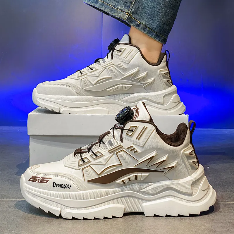 Budding Bear Slip Resistant, Abrasion Resistant, Lightweight, Height Increasing Low Top Chunky Sneakers Men's-3