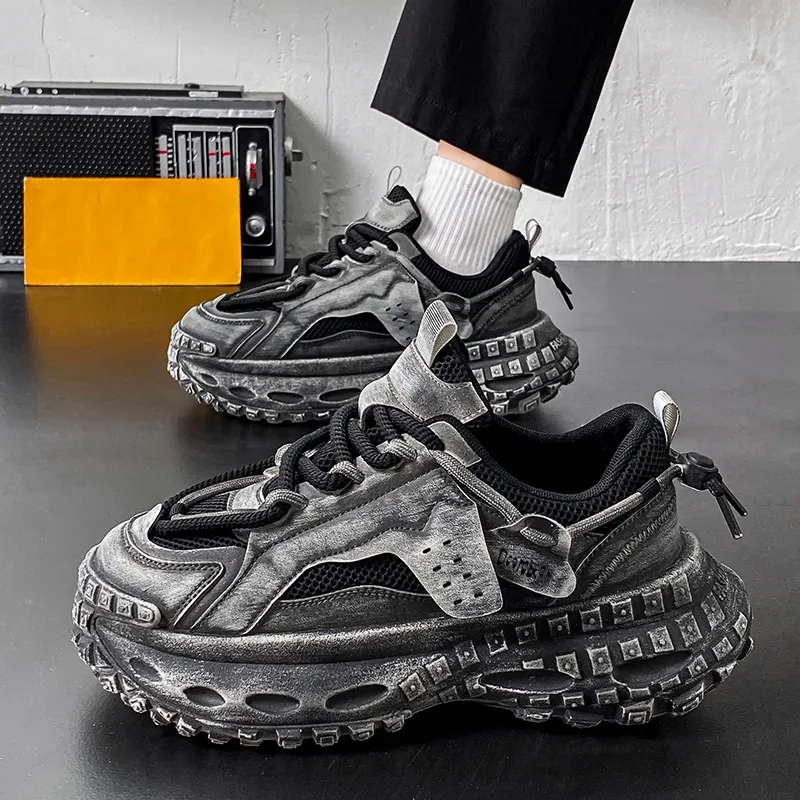 Budding Bear Anti Slip Wear Resistant Breathable Height Increasing Low Top Chunky Sneakers Men's-22