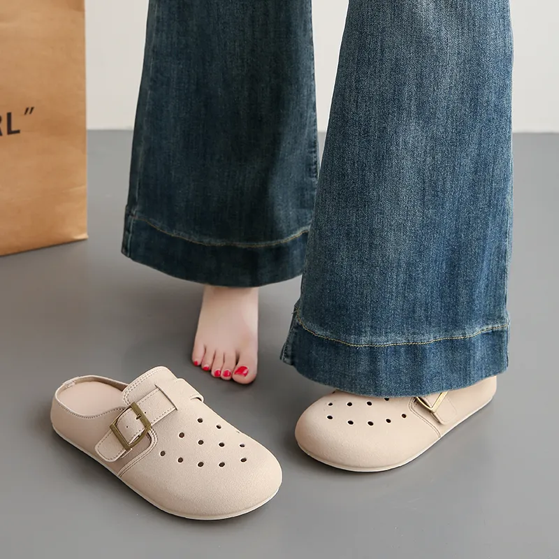 Budding Bear Rubber Sole Abrasion Resistant Slip Resistant Closed Toe Slippers Women's-3