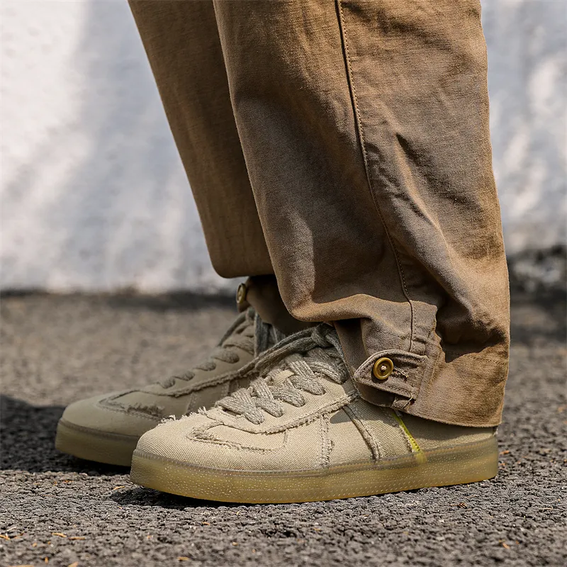 Budding Bear Slip Resistant, Abrasion Resistant, Lightweight Low Top Skateboard Shoes Men's Beige-2