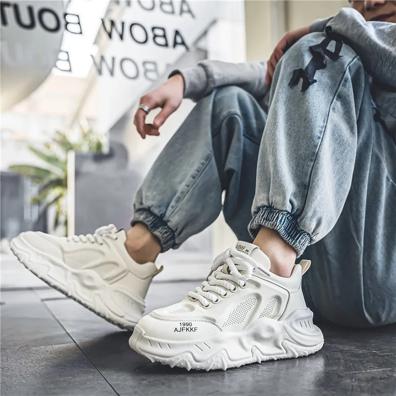 Budding Bear Anti-Slip And Wear-Resistant Lightweight Height Increasing Coverage Low-Top Chunky Sneakers Men's-1
