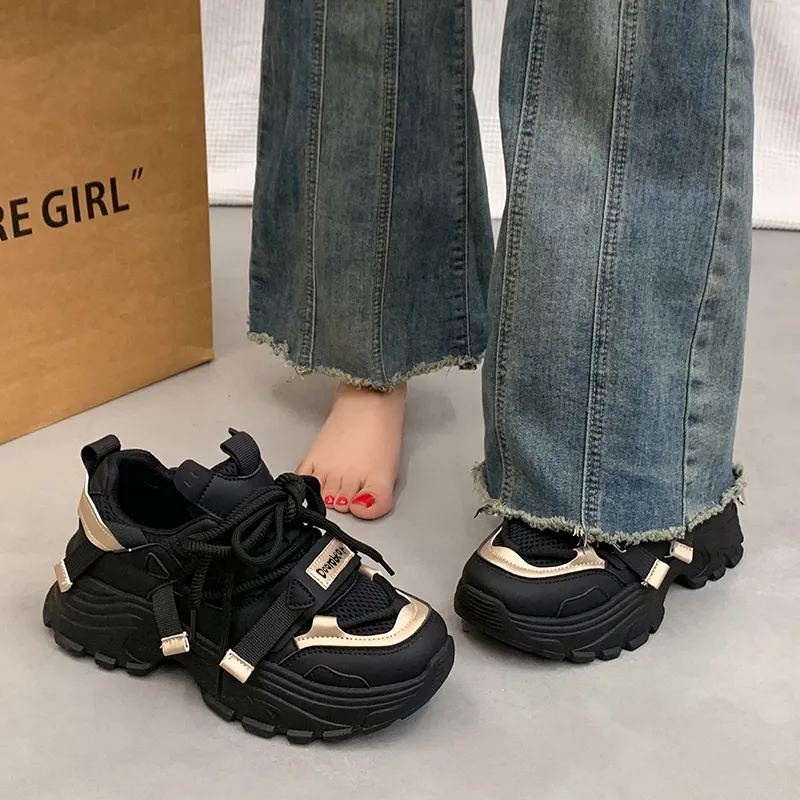 Budding Bear Anti Slip And Wear Resistant Height Increasing Low Top Chunky Sneakers Women's-6
