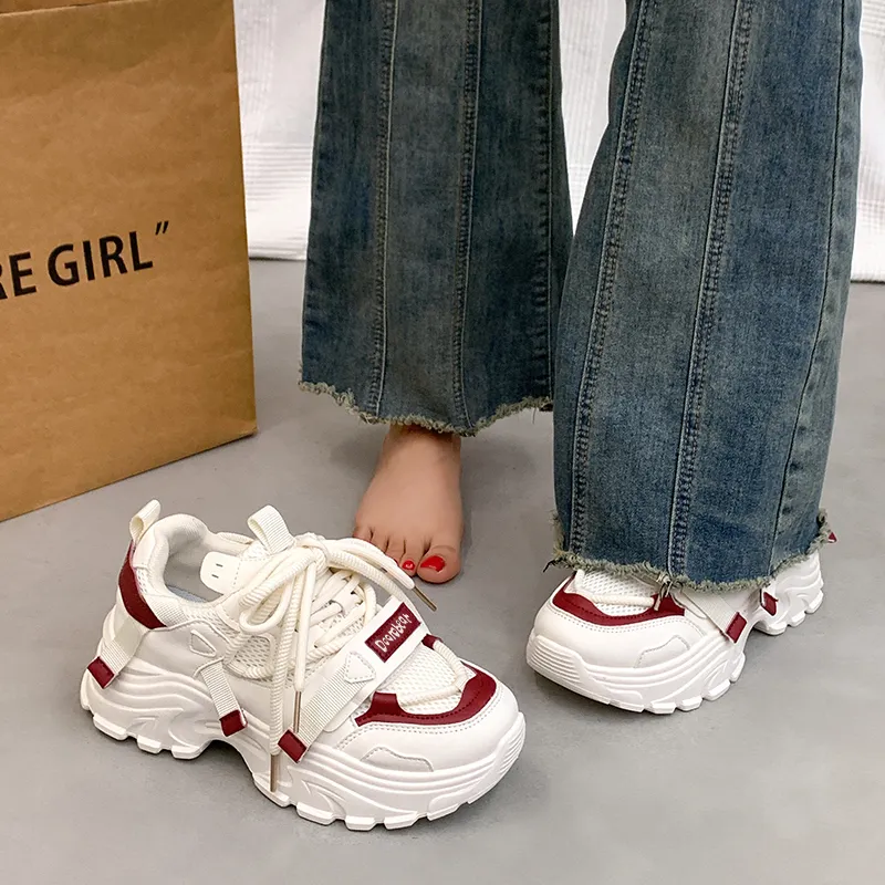 Budding Bear Anti Slip And Wear Resistant Height Increasing Low Top Chunky Sneakers Women's-3