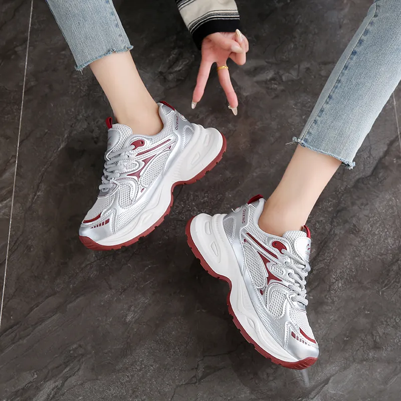 Budding Bear Height Increasing Abrasion Resistant Lightweight Breathable Slip Resistant Low Top Chunky Sneakers Women's-17