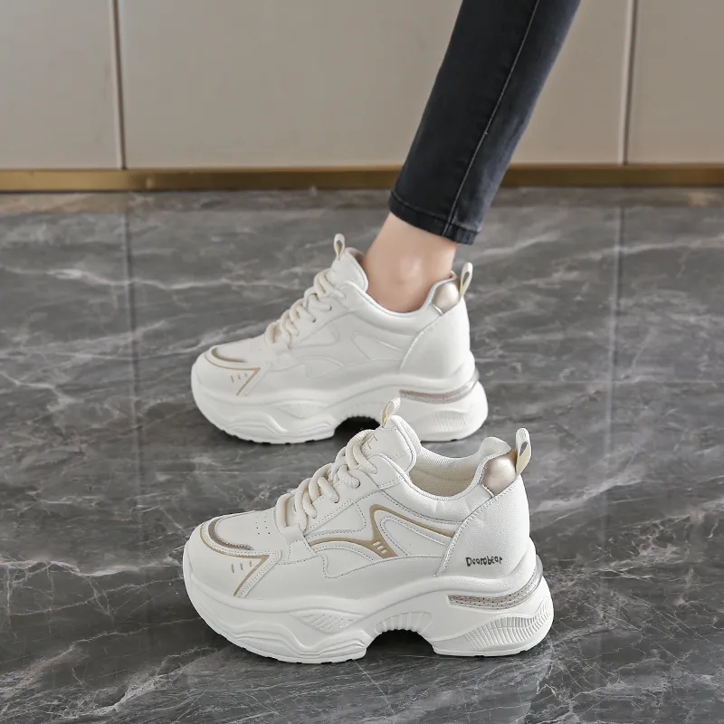 Budding Bear Anti Slip Wear Resistant Breathable Lightweight Height Increasing Low Top Chunky Sneakers Women's-13