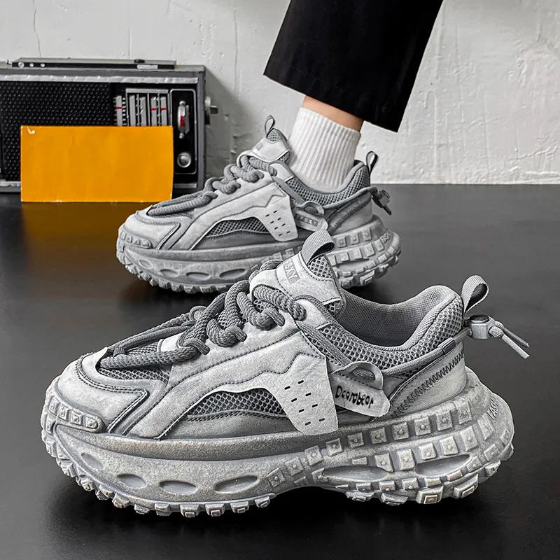 Budding Bear Anti Slip Wear Resistant Breathable Height Increasing Low Top Chunky Sneakers Men's-11