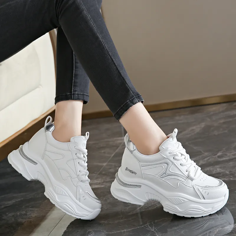 Budding Bear Anti Slip Wear Resistant Breathable Lightweight Height Increasing Low Top Chunky Sneakers Women's-6