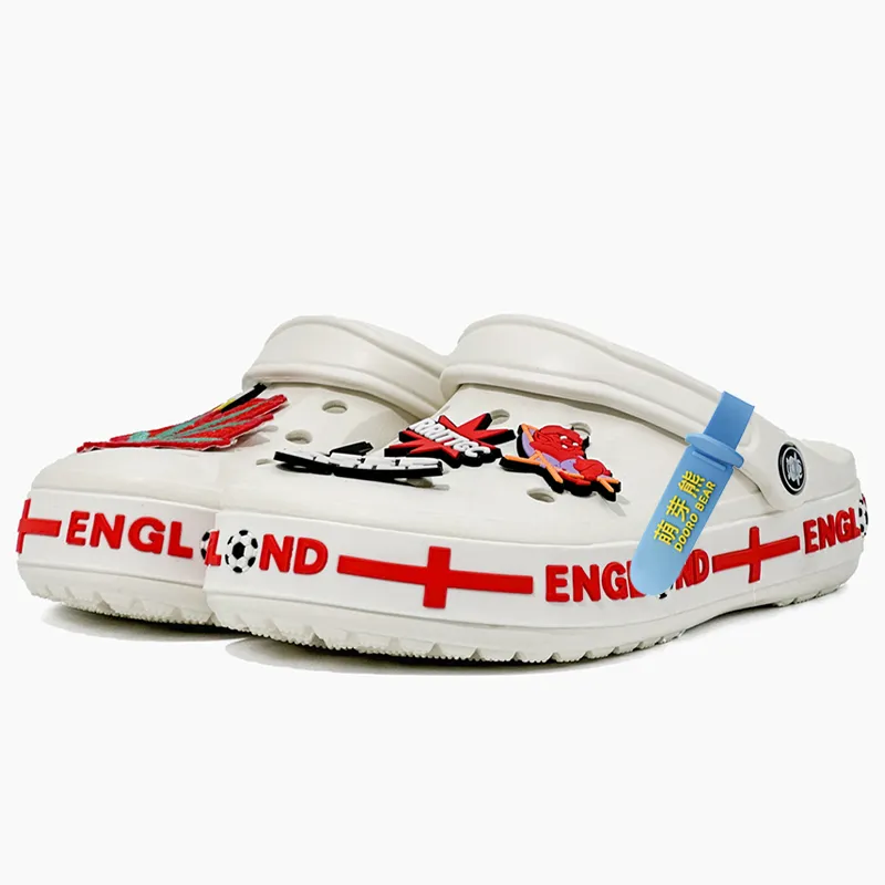 Budding Bear Clogs Men's White Red-3