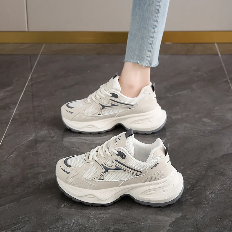 Budding Bear Height Increasing Abrasion Resistant Lightweight Breathable Slip Resistant Low Top Chunky Sneakers Women's-2