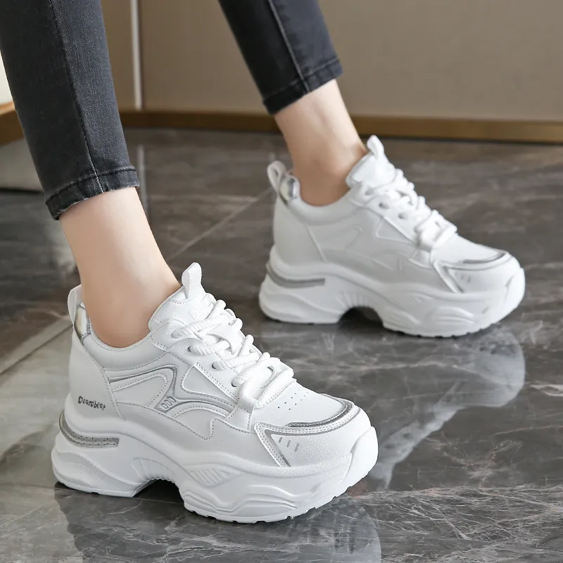 Budding Bear Anti Slip Wear Resistant Breathable Lightweight Height Increasing Low Top Chunky Sneakers Women's-7
