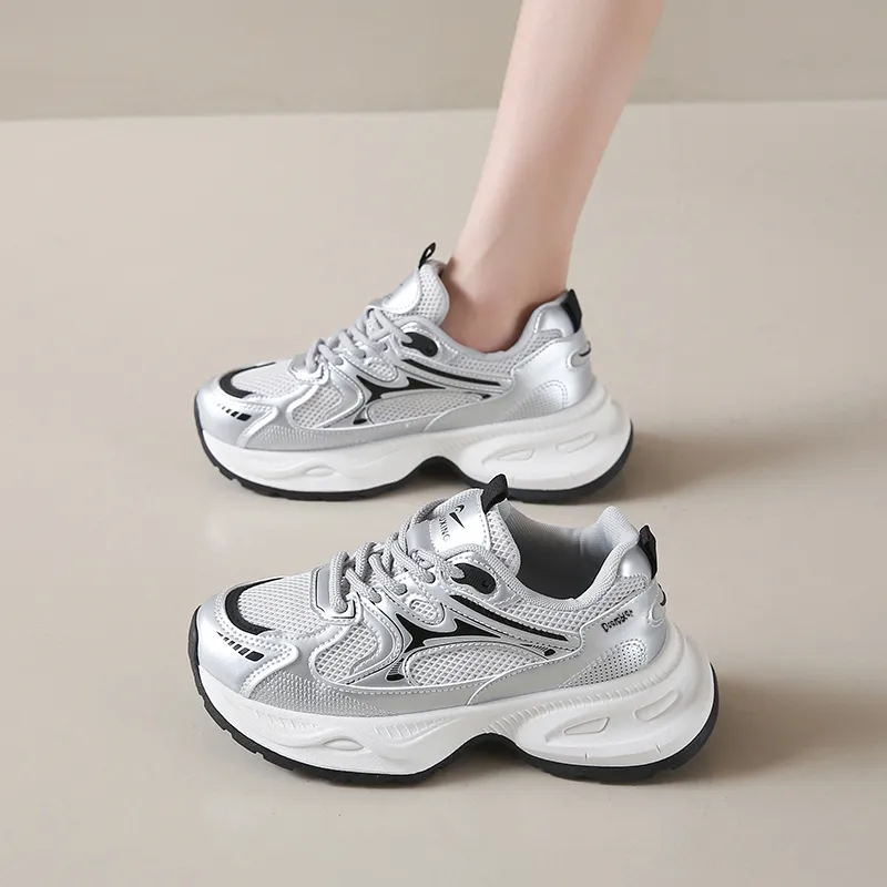 Budding Bear Height Increasing Abrasion Resistant Lightweight Breathable Slip Resistant Low Top Chunky Sneakers Women's-10