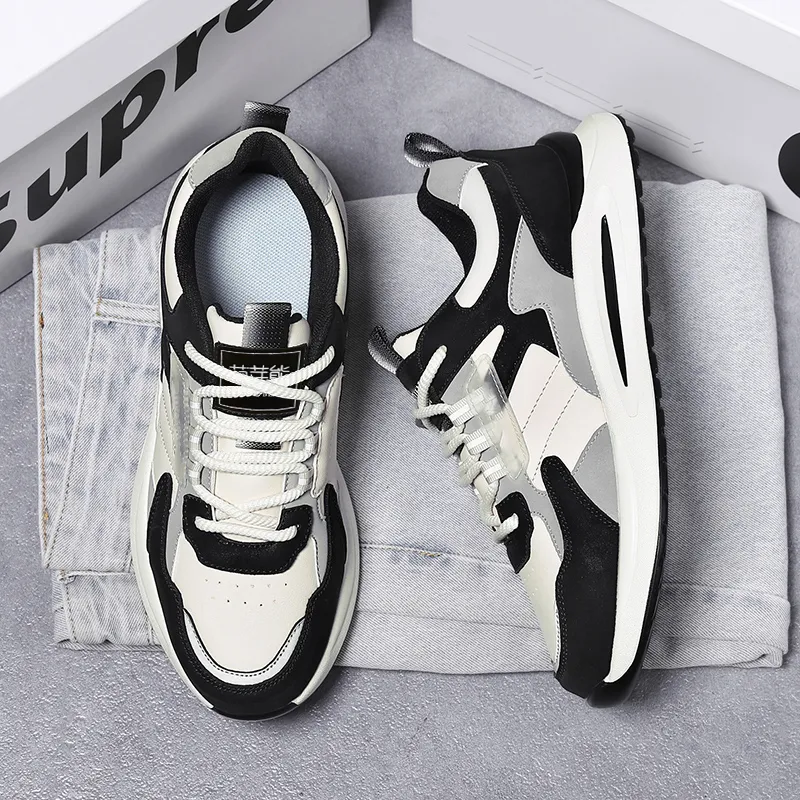 Budding Bear Height Increasing Wear Resistant Lightweight Breathable Slip Resistant Low Top Casual Shoes Men's-3