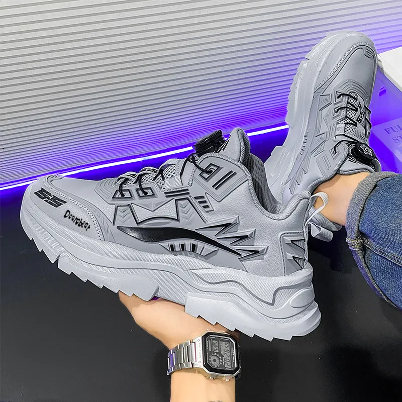 Budding Bear Slip Resistant, Abrasion Resistant, Lightweight, Height Increasing Low Top Chunky Sneakers Men's-6
