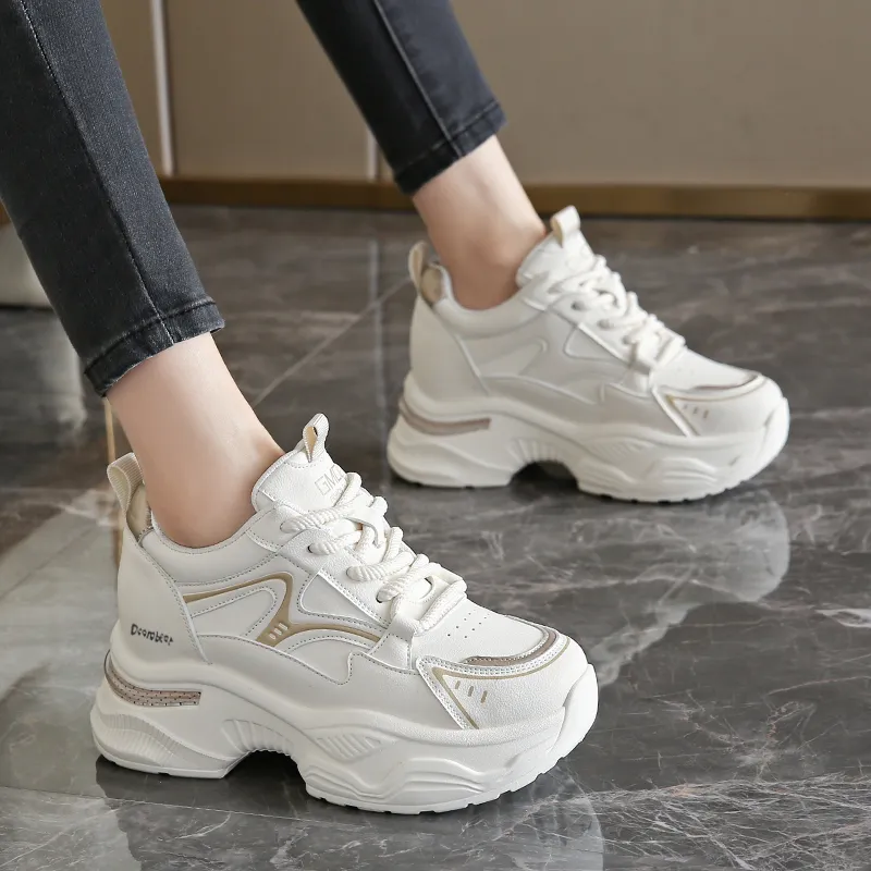 Budding Bear Anti Slip Wear Resistant Breathable Lightweight Height Increasing Low Top Chunky Sneakers Women's-14