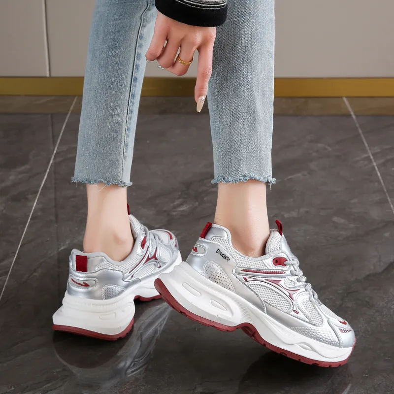 Budding Bear Height Increasing Abrasion Resistant Lightweight Breathable Slip Resistant Low Top Chunky Sneakers Women's-7