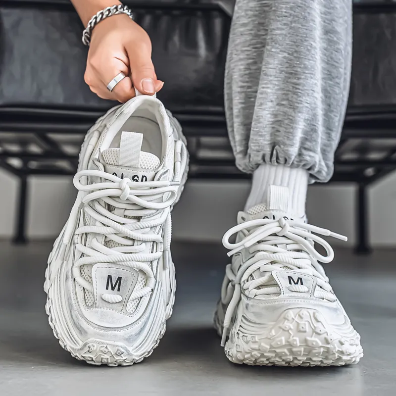 Budding Bear Slip Resistant, Abrasion Resistant, Breathable, Height Increasing Low Top Chunky Sneakers Men's-3