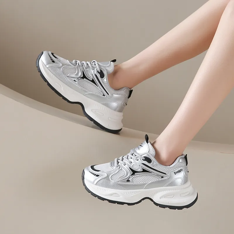Budding Bear Height Increasing Abrasion Resistant Lightweight Breathable Slip Resistant Low Top Chunky Sneakers Women's-11