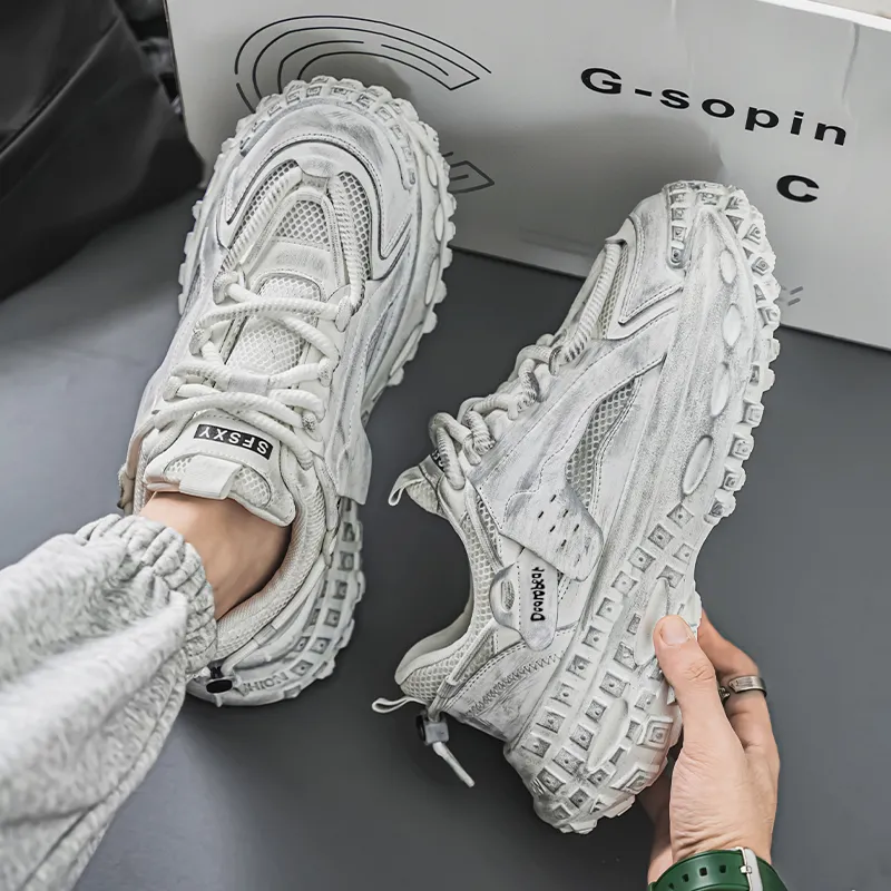 Budding Bear Anti Slip Wear Resistant Breathable Height Increasing Low Top Chunky Sneakers Men's-31