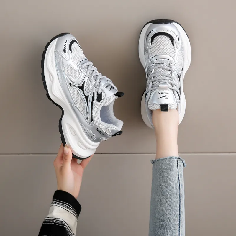 Budding Bear Height Increasing Abrasion Resistant Lightweight Breathable Slip Resistant Low Top Chunky Sneakers Women's-9