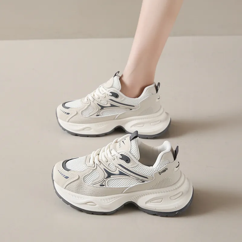 Budding Bear Height Increasing Abrasion Resistant Lightweight Breathable Slip Resistant Low Top Chunky Sneakers Women's-3