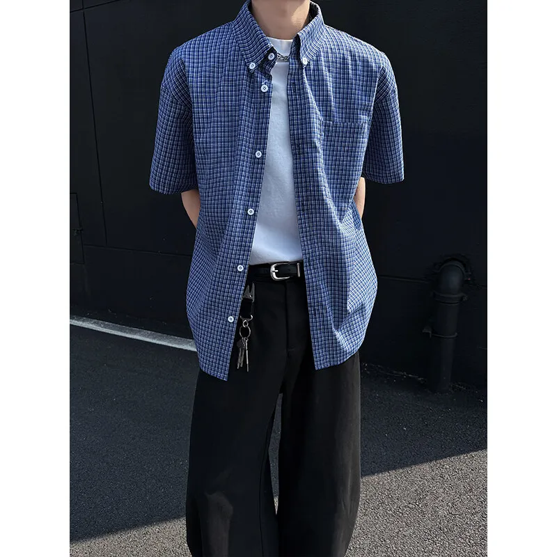 TESTUNG Shirt Unisex Blue Plaid Element-4