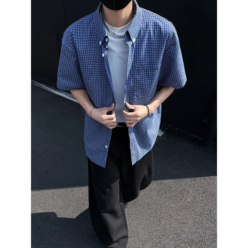 TESTUNG Shirt Unisex Blue Plaid Element-2
