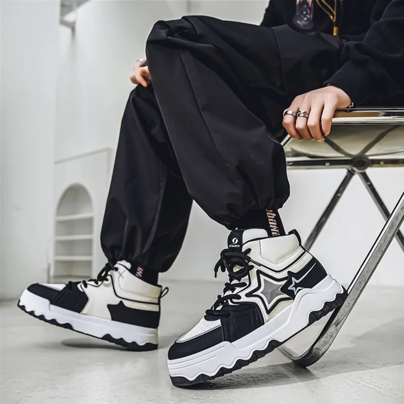 SOURCE Coverage Wear Resistant Support Height Increasing High Top Skateboard Shoes Men's-2